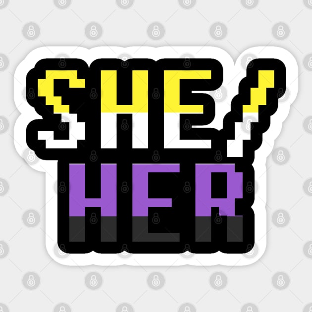 she/her (nonbinary) Sticker by hangryyeena